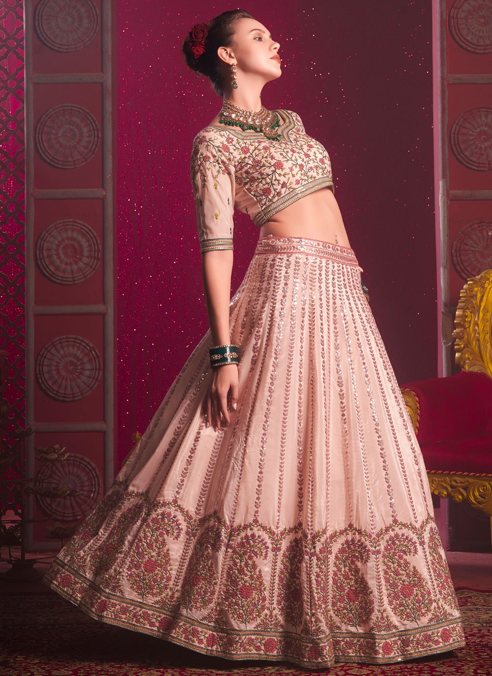 Embroidered Silk Readymade Lehenga Choli - L2211