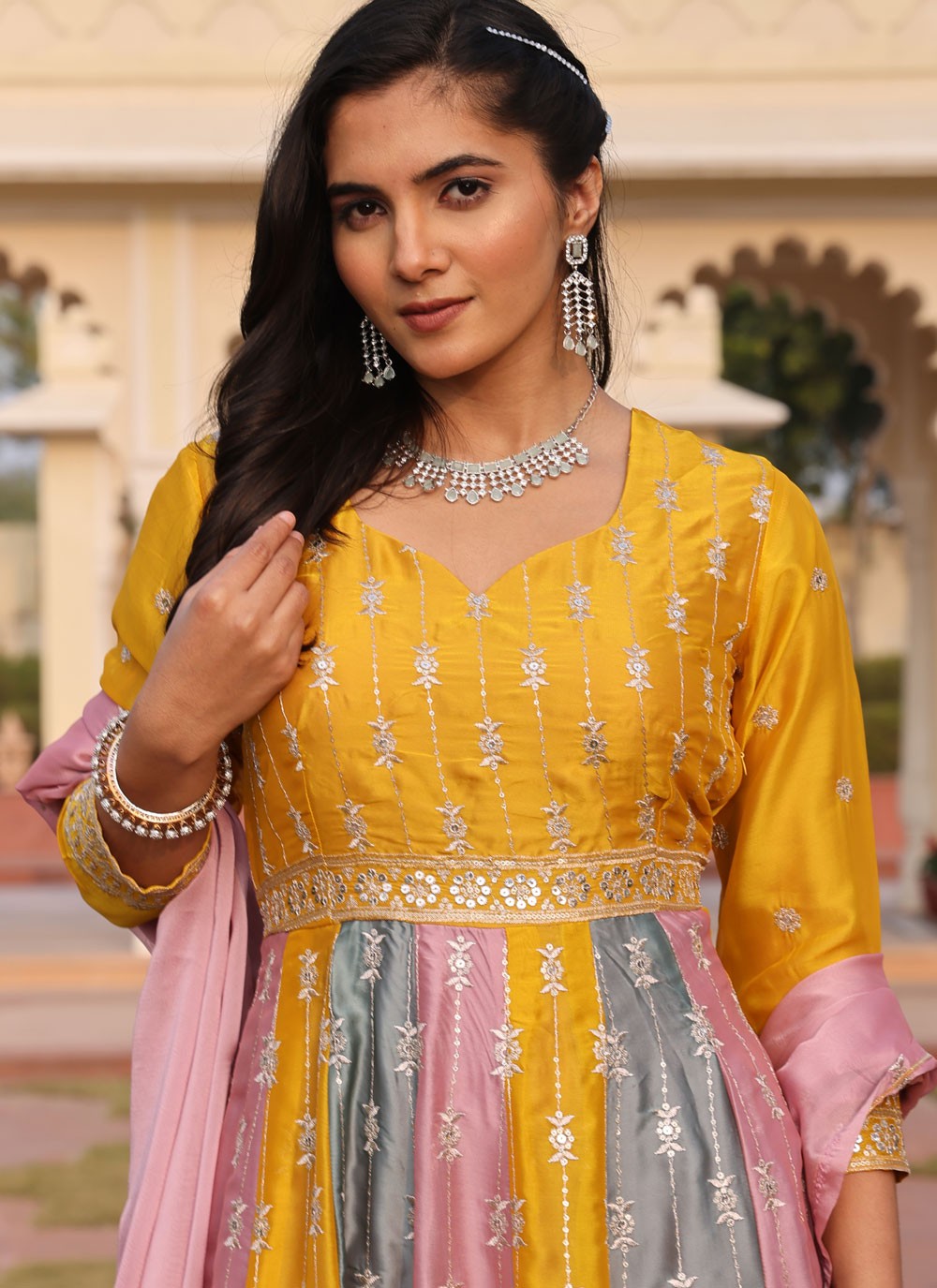 Salwar Suit Embroidered Multi Colour Rangoli T5866