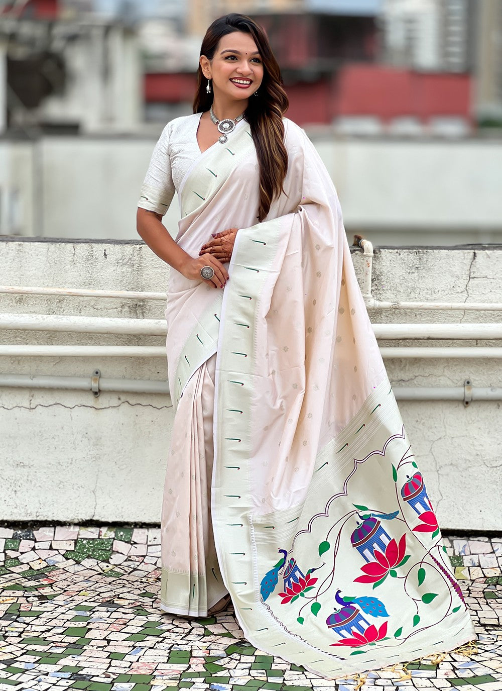 Pink Silk Contemporary Saree Woven, Zari S19443