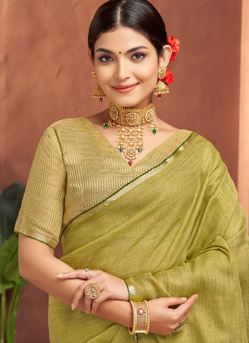 Green Silk Traditional Saree Jacquard Work S16673