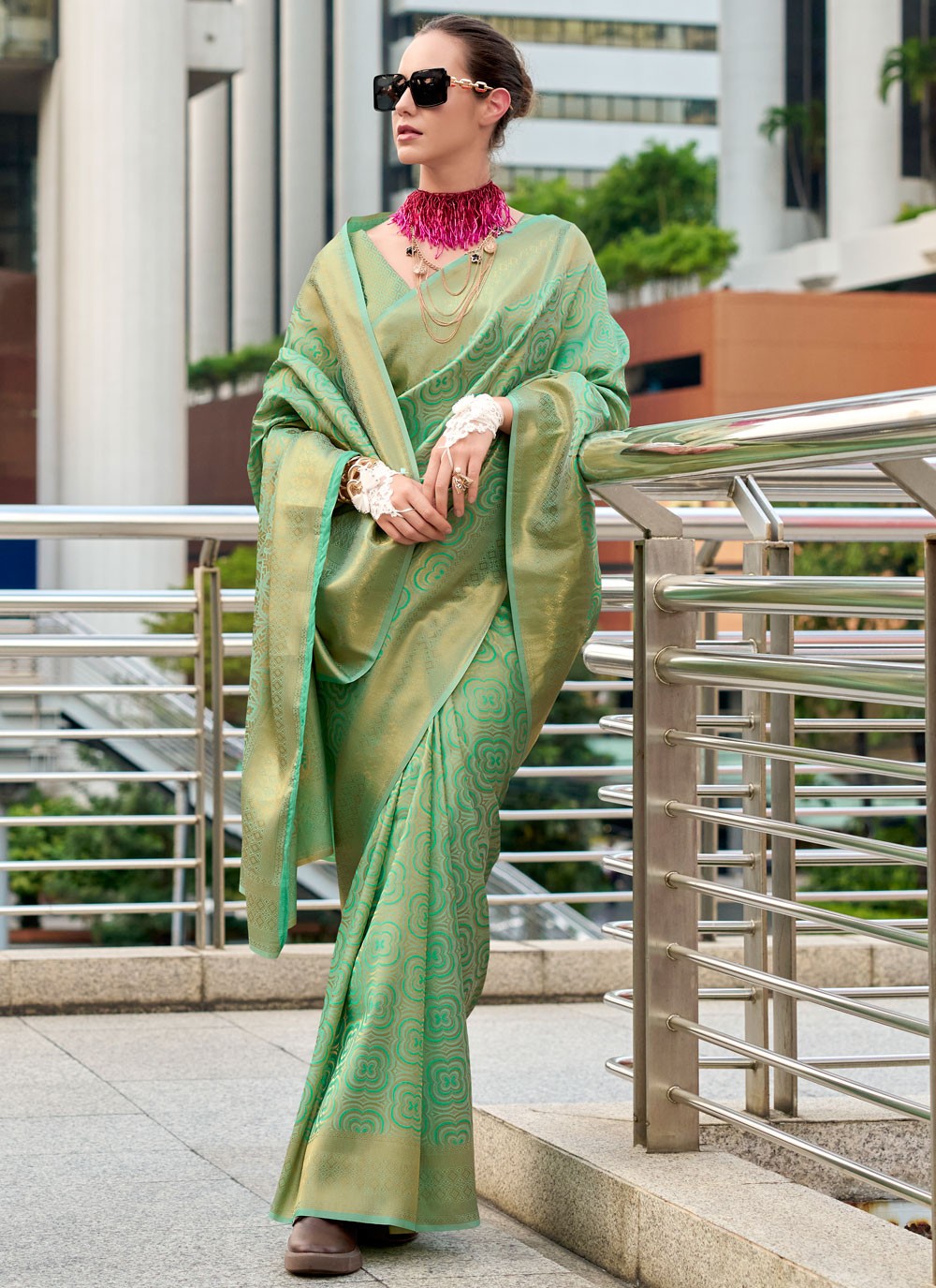 Classic Saree Weaving Zari Green Silk S12997