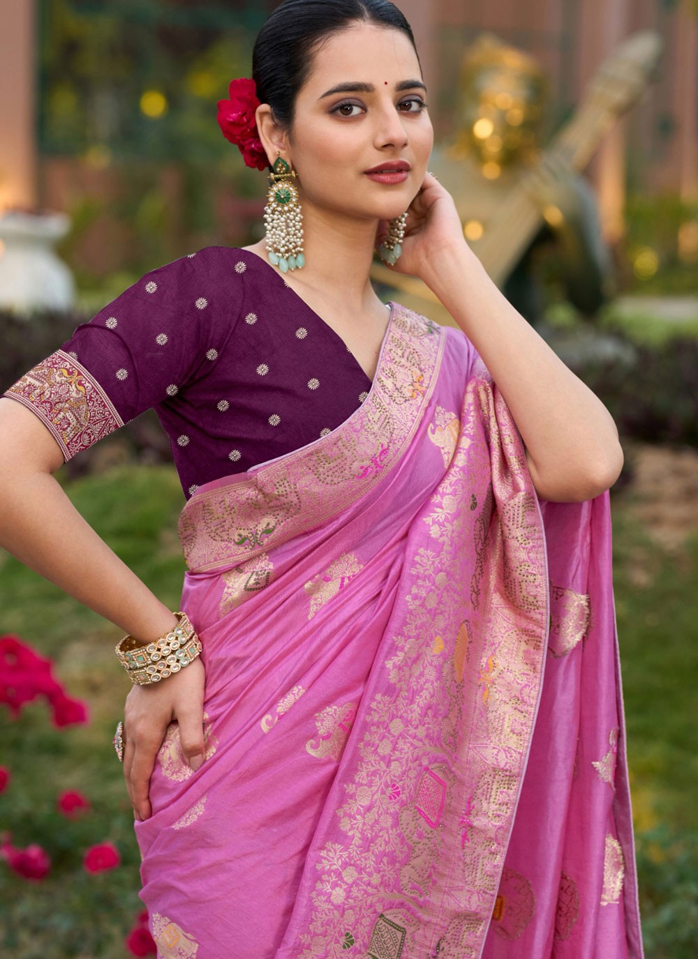 Swarovski Silk Lavender Traditional Saree S15102