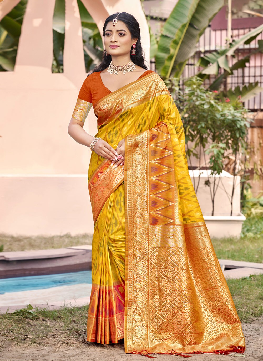 Contemporary Weaving Zari Mustard Silk S12829