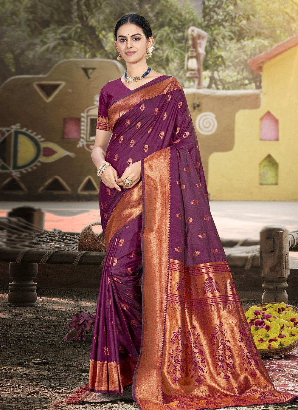 Contemporary Weaving Zari Purple Silk S12707
