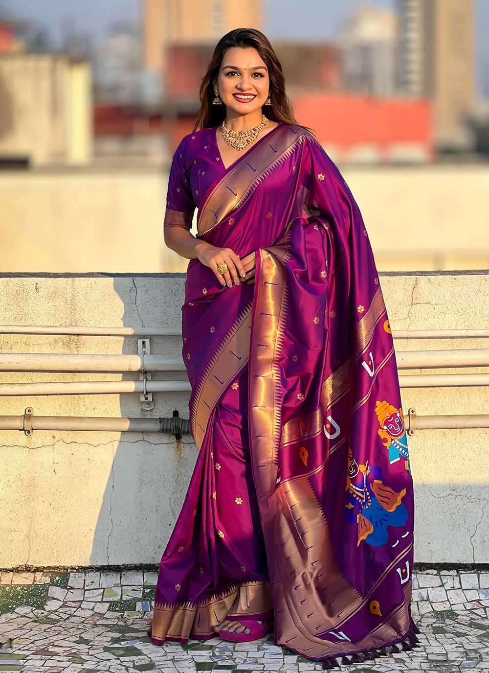 Classic Saree Woven Purple Silk Saree S12619