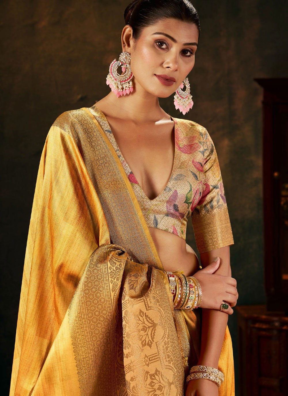Yellow Silk Classic Saree Weaving Zari S19260