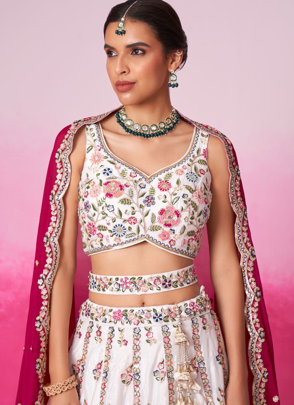 Embroidered Satin A - Line Lehenga - L2073