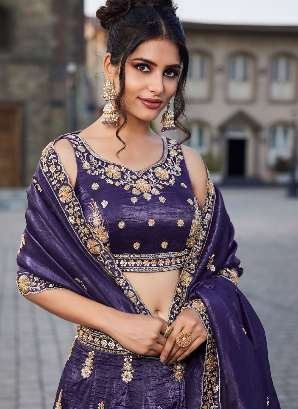 Tissue Engagement, Mehandi & Sangeet, Reception, Wedding A - Line Lehenga L3530