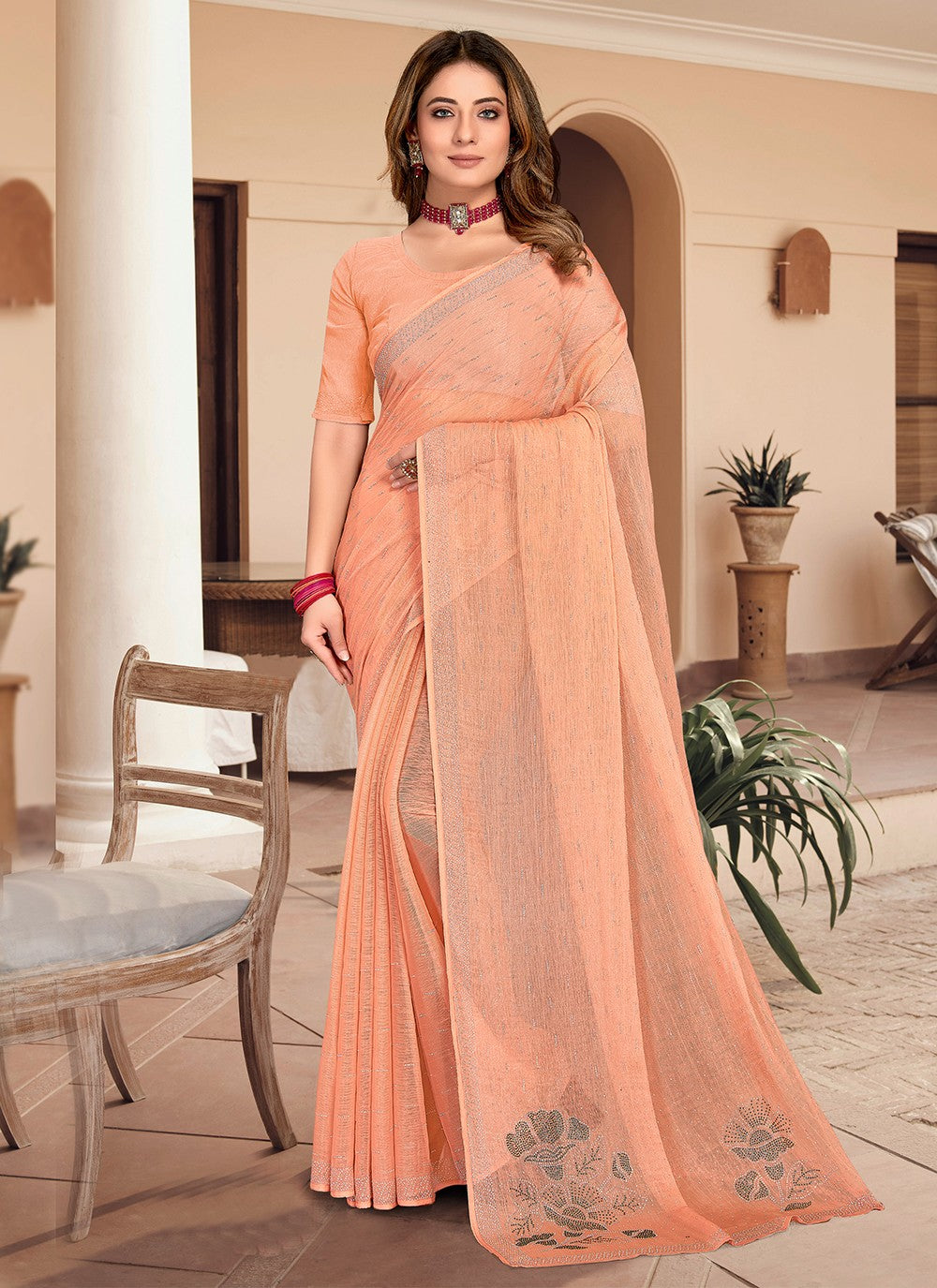 Trendy Stones Silk Saree - S3369