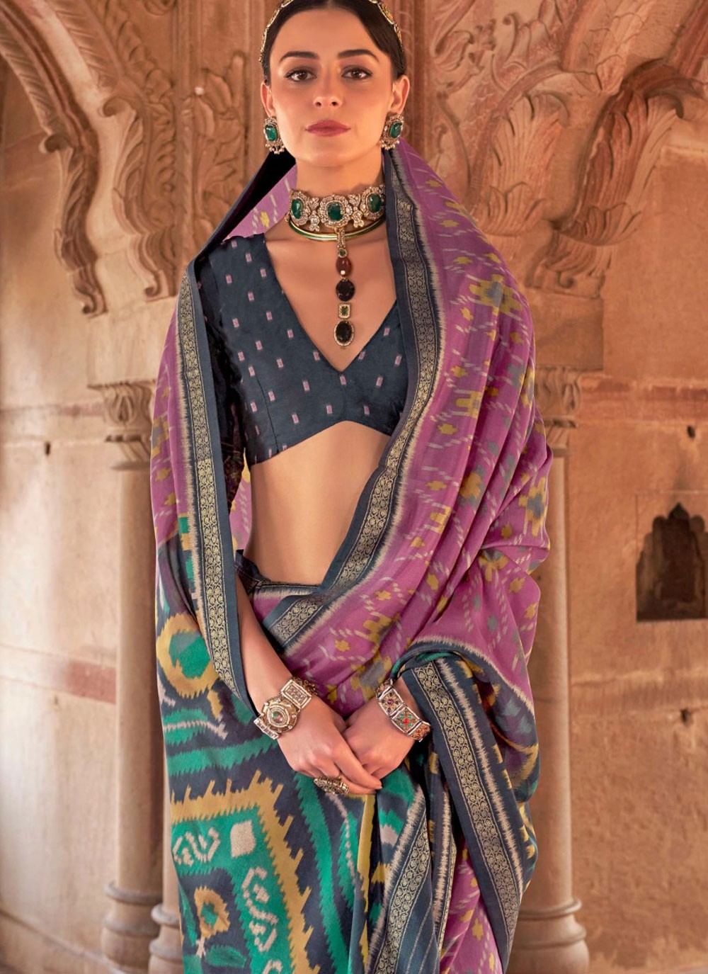 Trendy Saree Strips Mauve Georgette Saree S13199