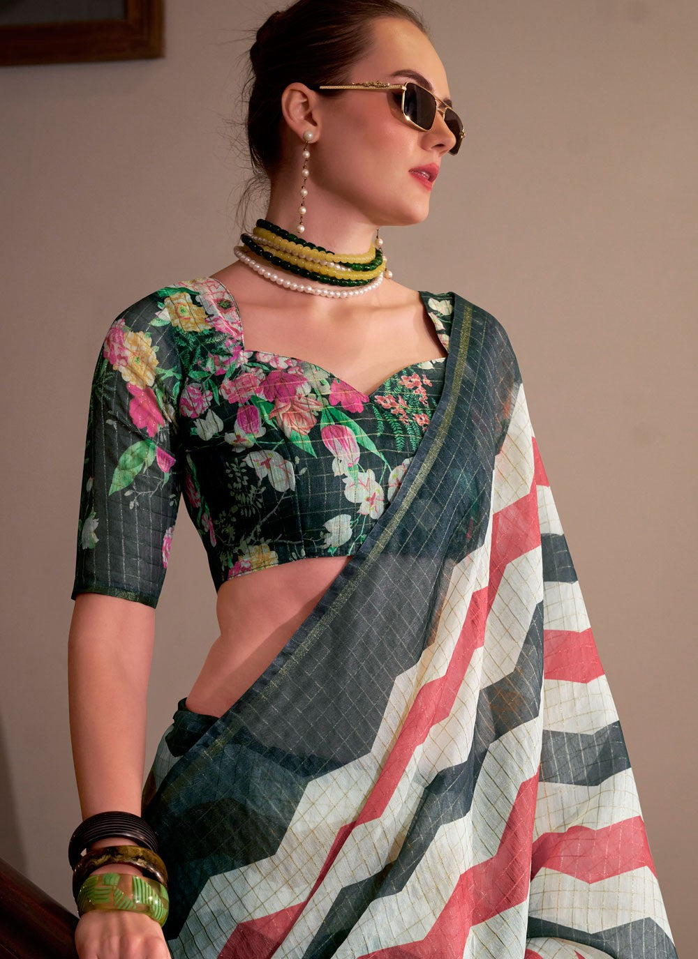 Strips Cotton Silk Black Saree S14779