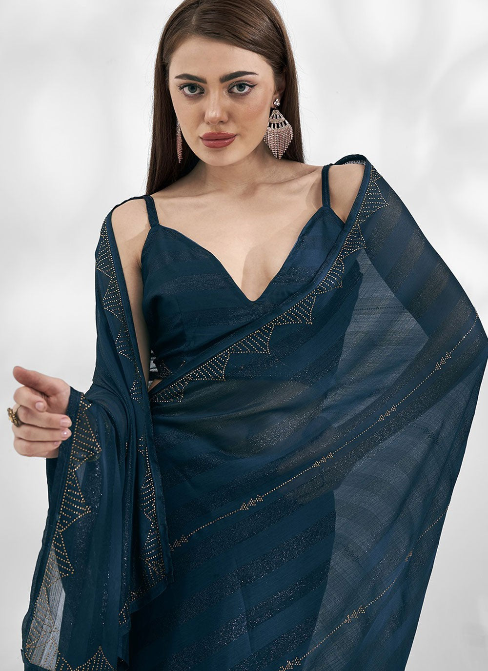 Trendy Swarovski Chiffon Saree - S5397