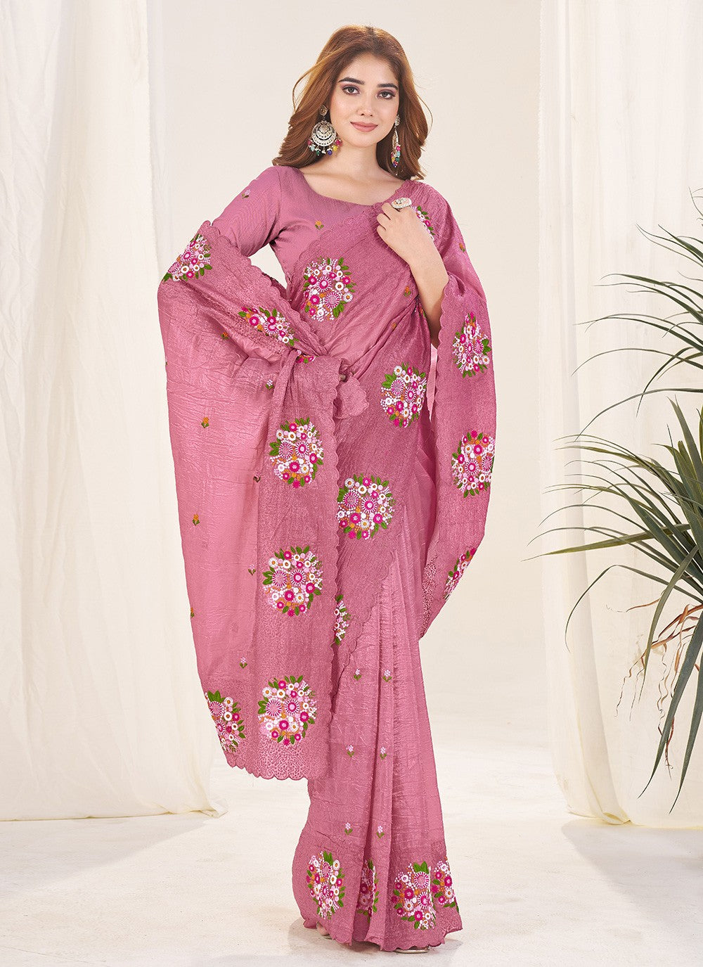 Purple Crush Classic Saree Cut Work, Embroidered, Thread S19138