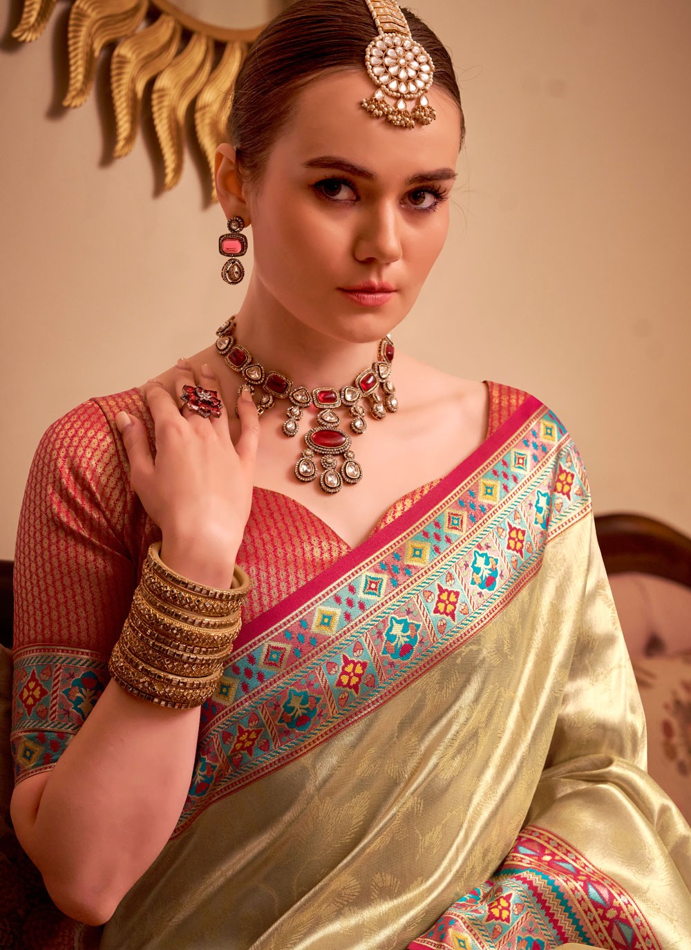 Cream Silk Classic Saree Weaving Zari, Zari S17796
