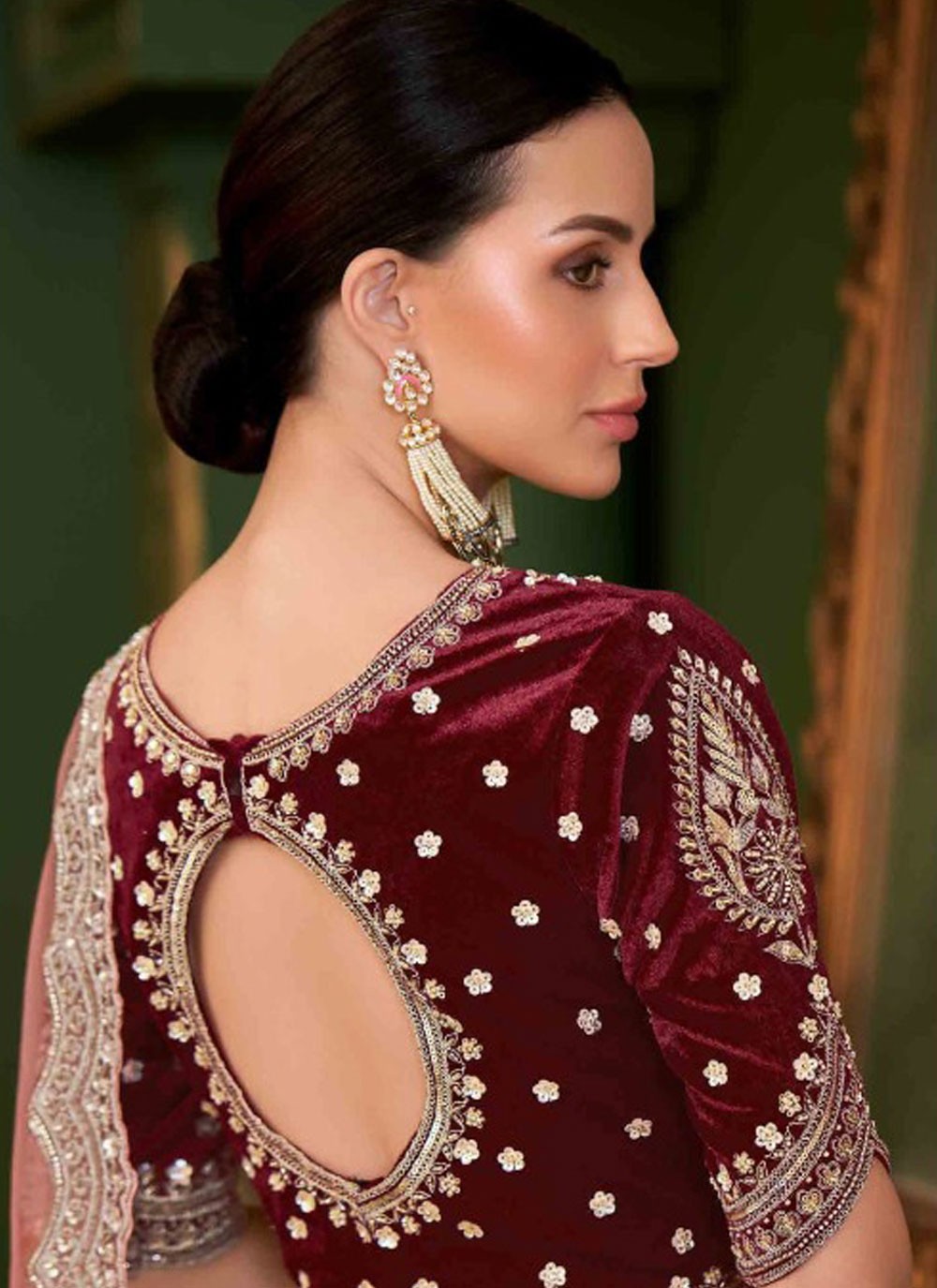 Peach Georgette Traditional Saree Embroidered S20374