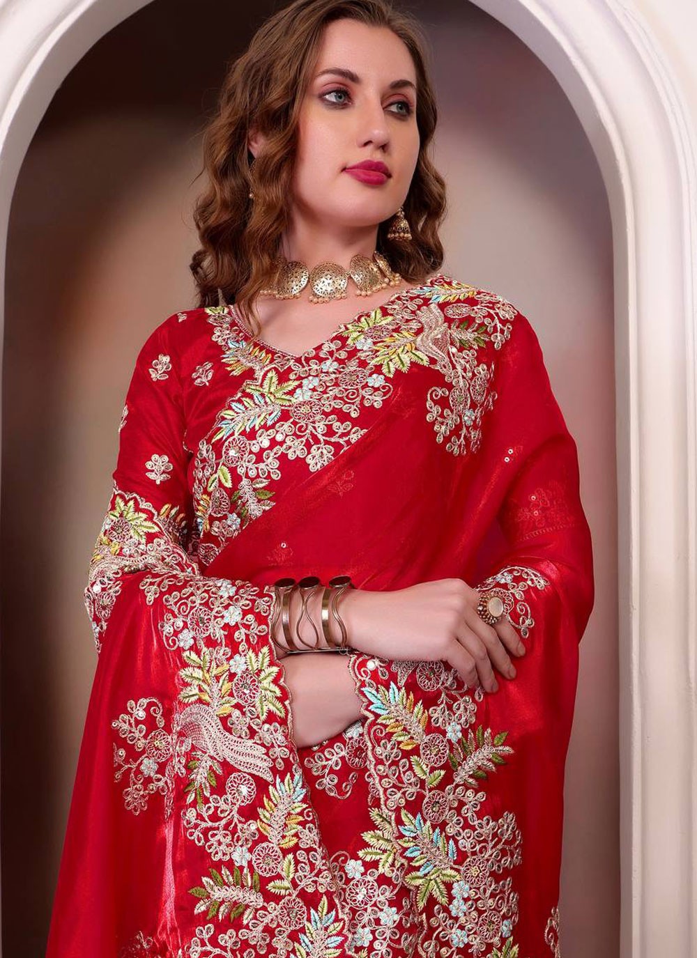 Traditional Border Work Red Jimmy Chu S12946