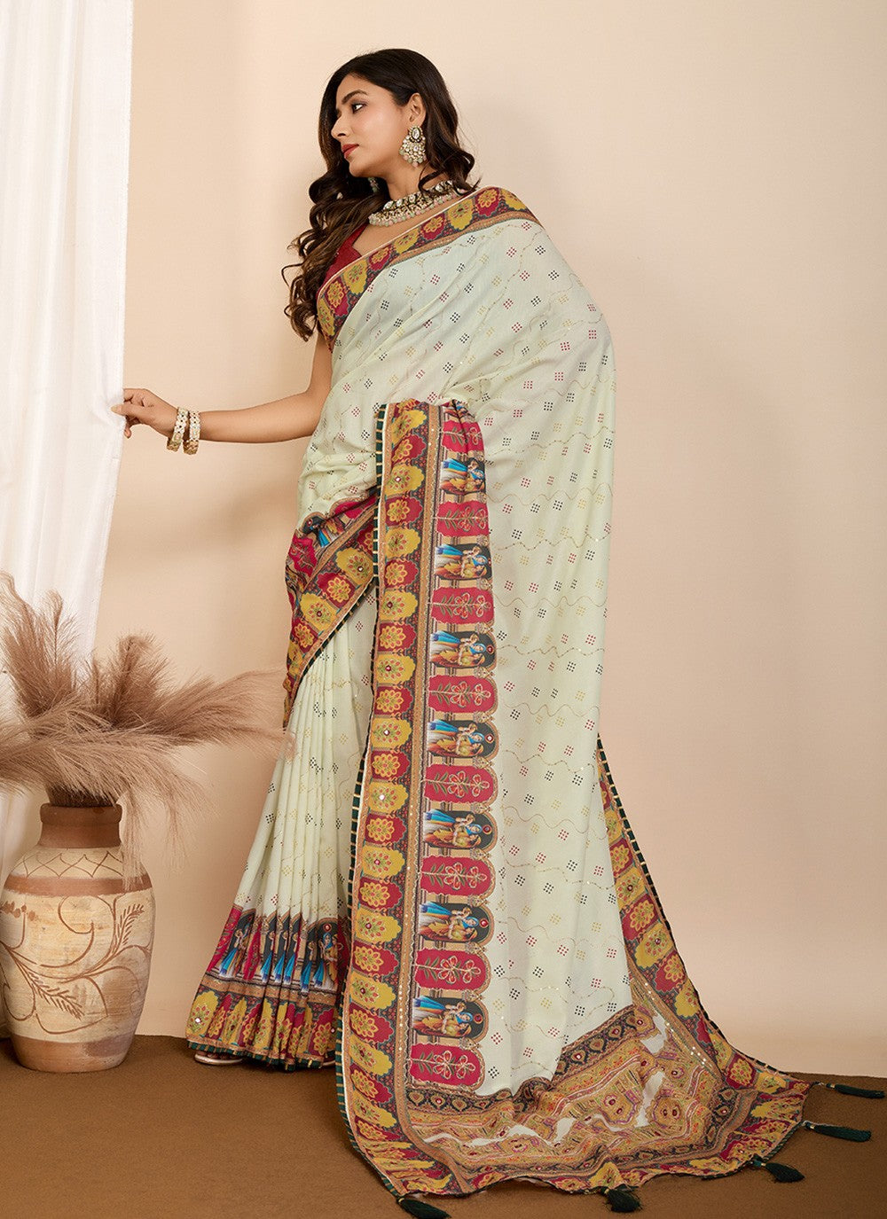 Trendy Saree Digital Print Yellow Cotton Saree S13480