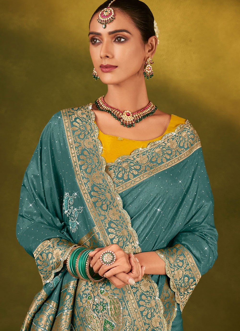 Sea Green Silk Trendy Saree Weaving Zari S19705