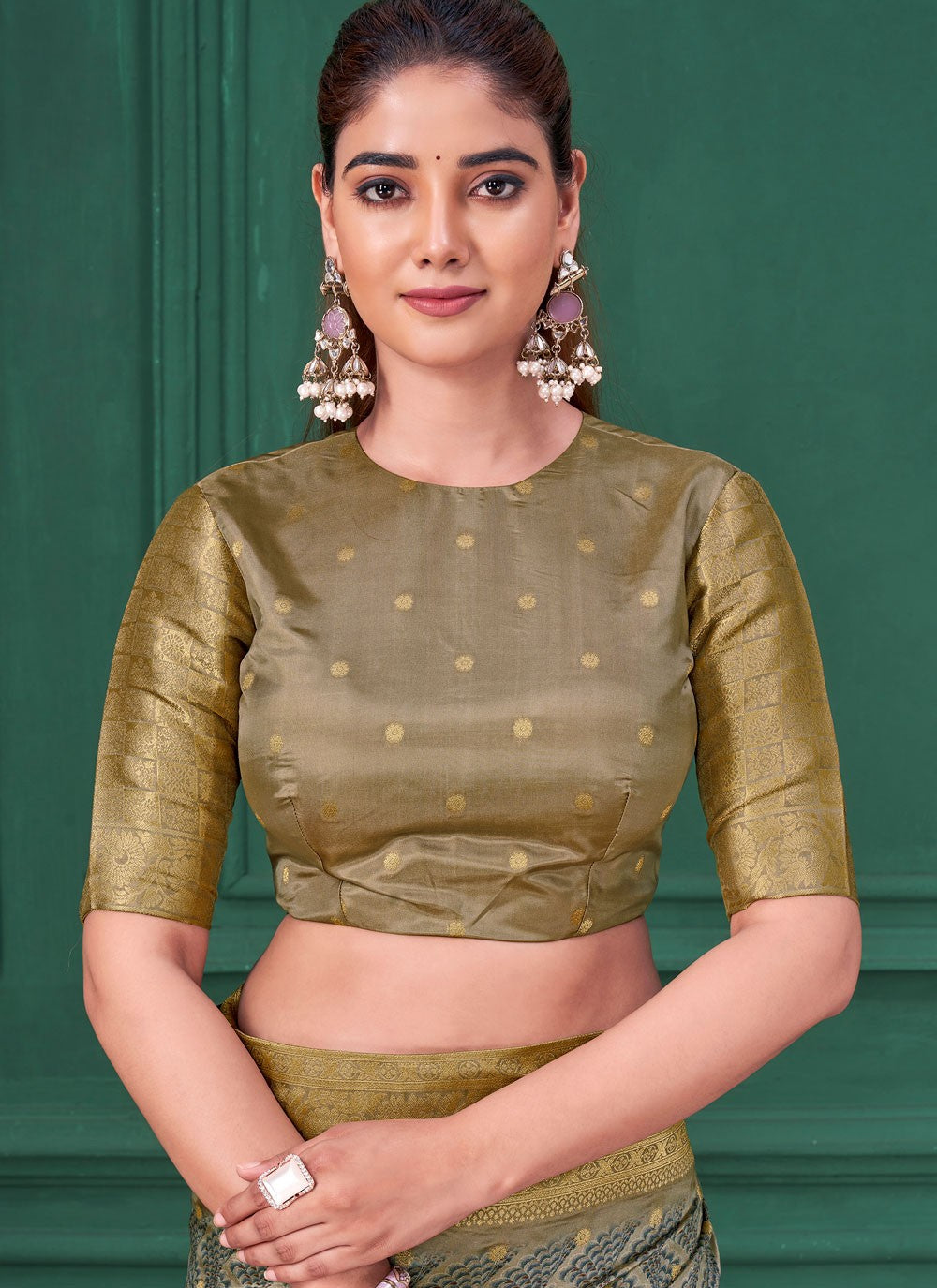 Grey Tussar Silk Designer Saree Abstract Print, Border Work, Jacquard Work S17790