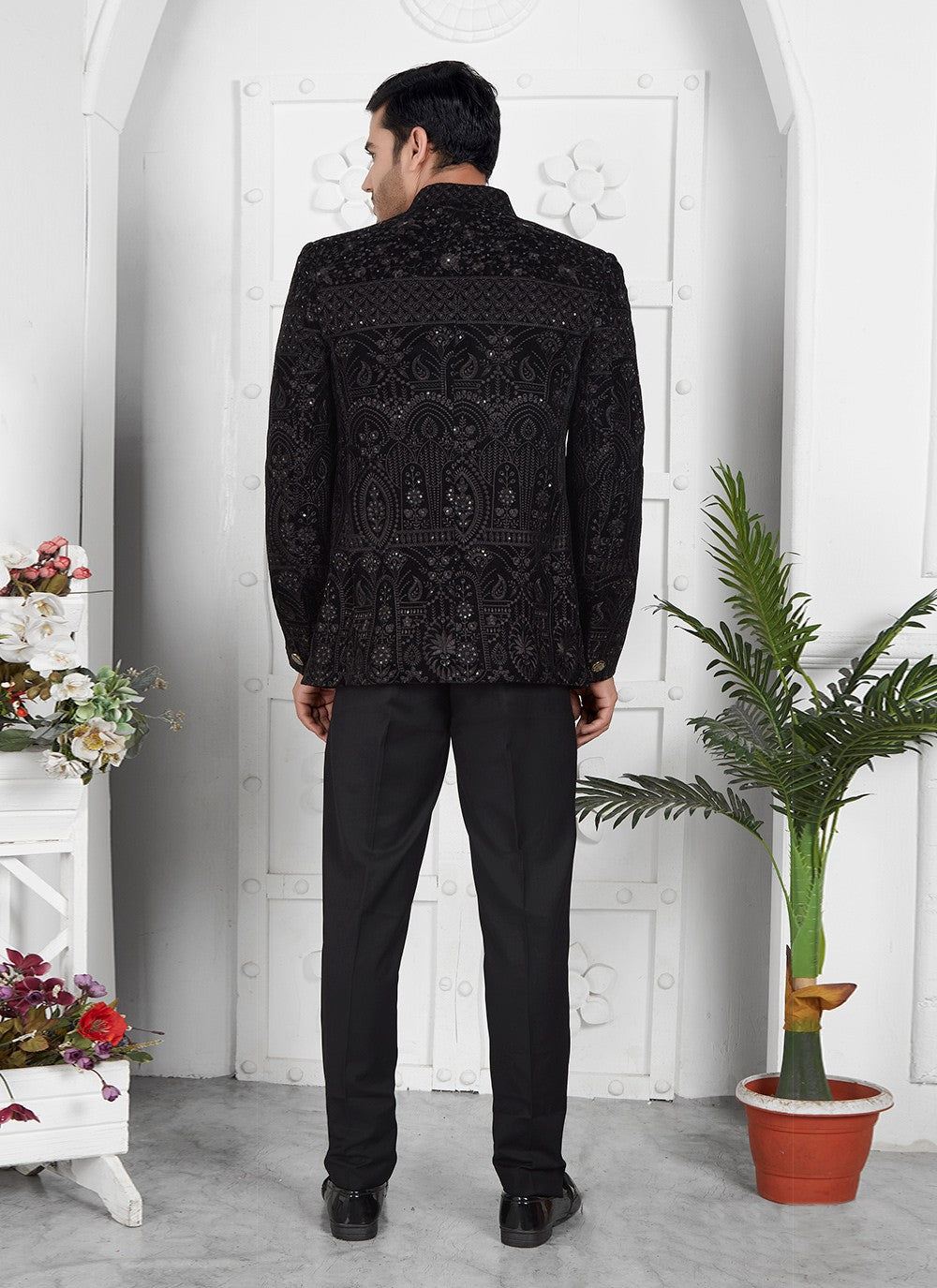 Fancy Work Velvet Black Jacket Style - M6647