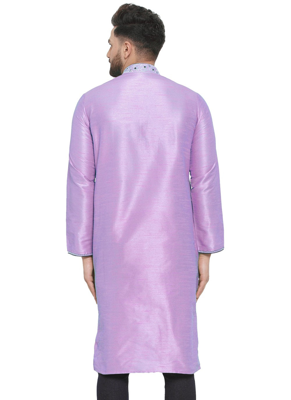 Embroidered Dupion Silk Violet Kurta - M7322