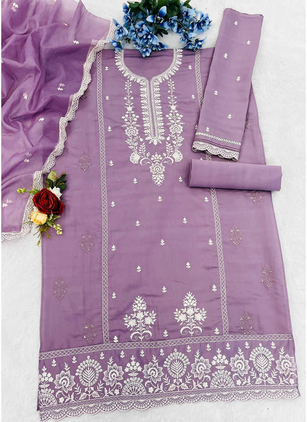 Embroidered Cotton Violet Salwar Suit T6055