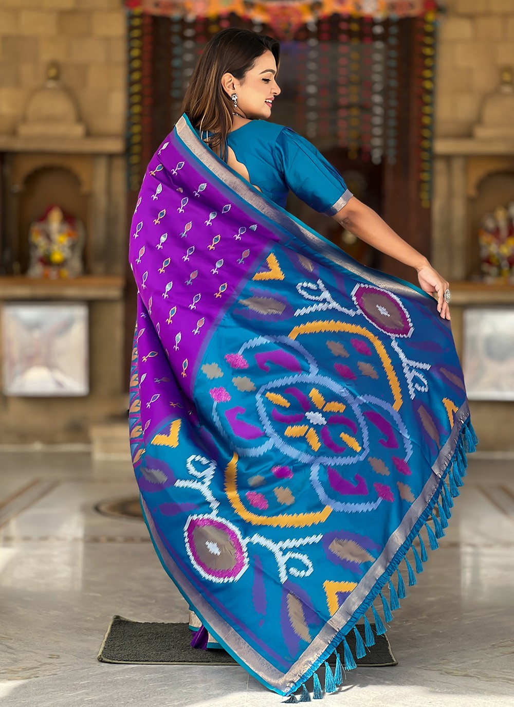 Weaving Zari Silk Violet Saree S14312