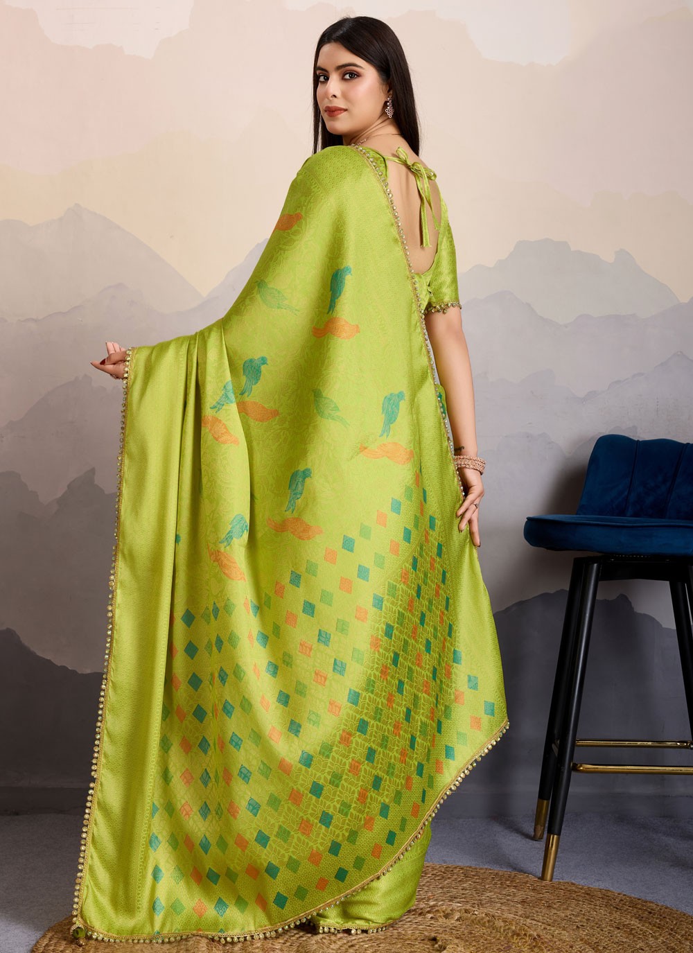 Classic Saree Border Work Green Brocade Saree S13580