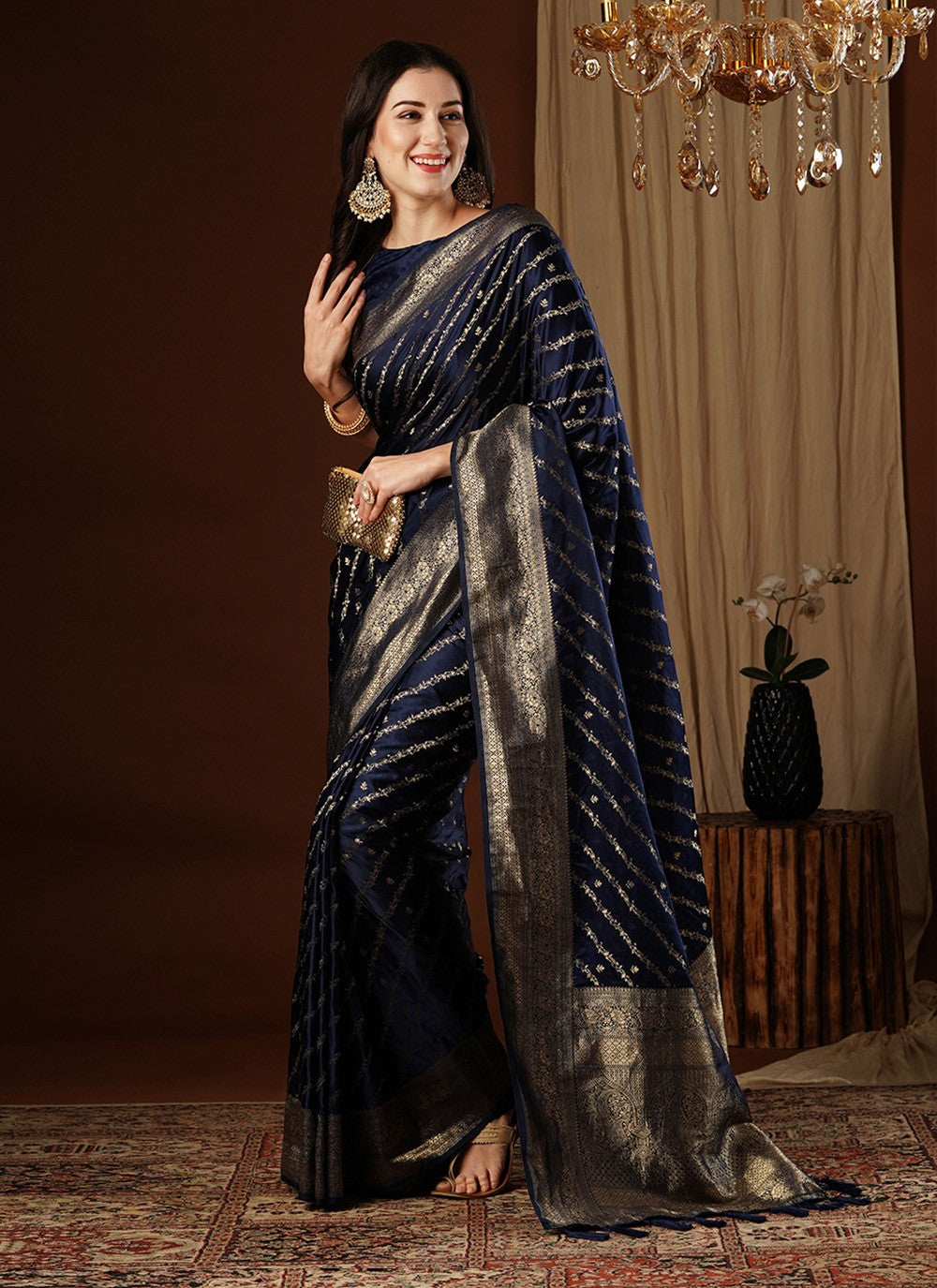 Contemporary Weaving Zari Satin Silk Saree - S7635