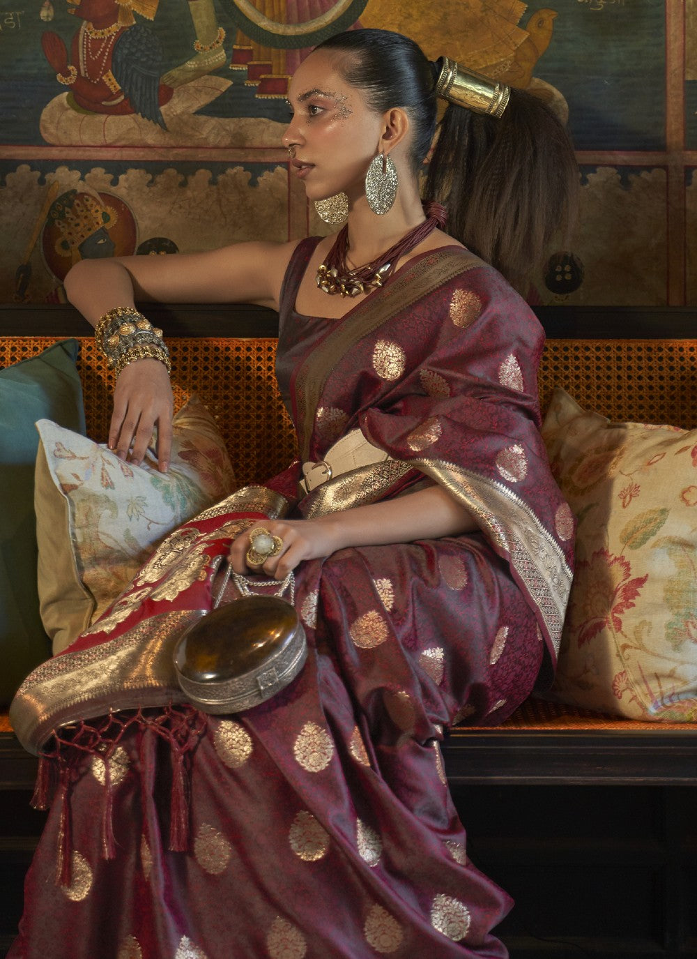 Contemporary Weaving Zari Satin Saree - S3459
