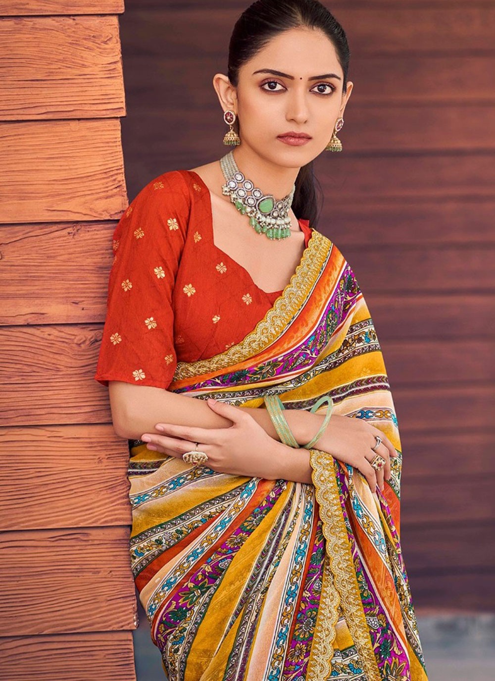 Border Work Weight Less Yellow Designer Saree S15395