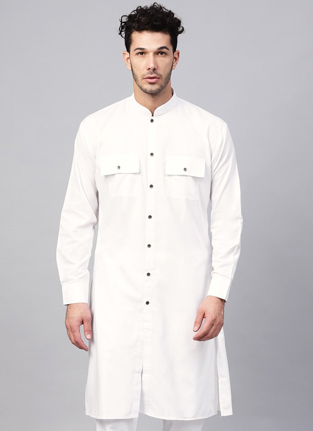 Plain Cotton White Kurta - M1951