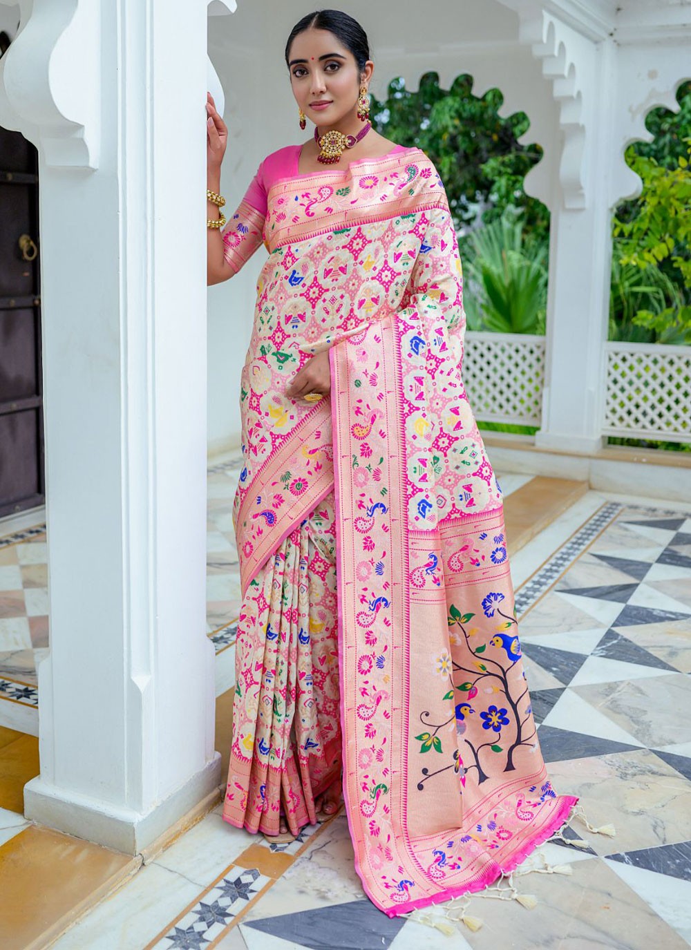 Trendy Meenakari Silk Saree - S4346