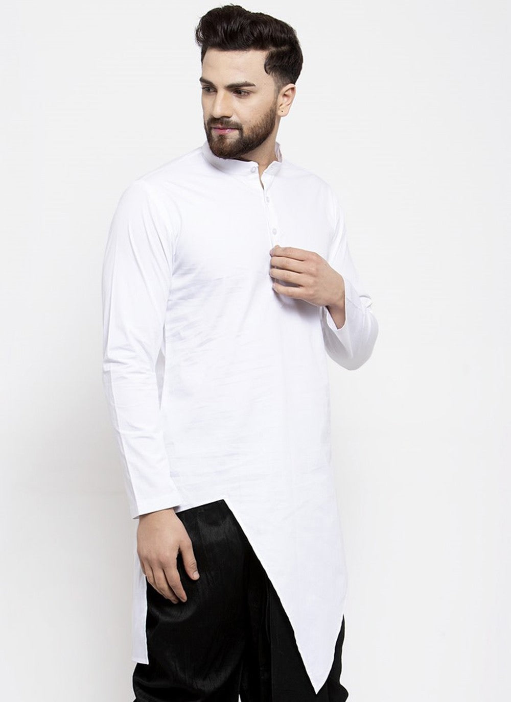 Plain Cotton White Kurta - M1952