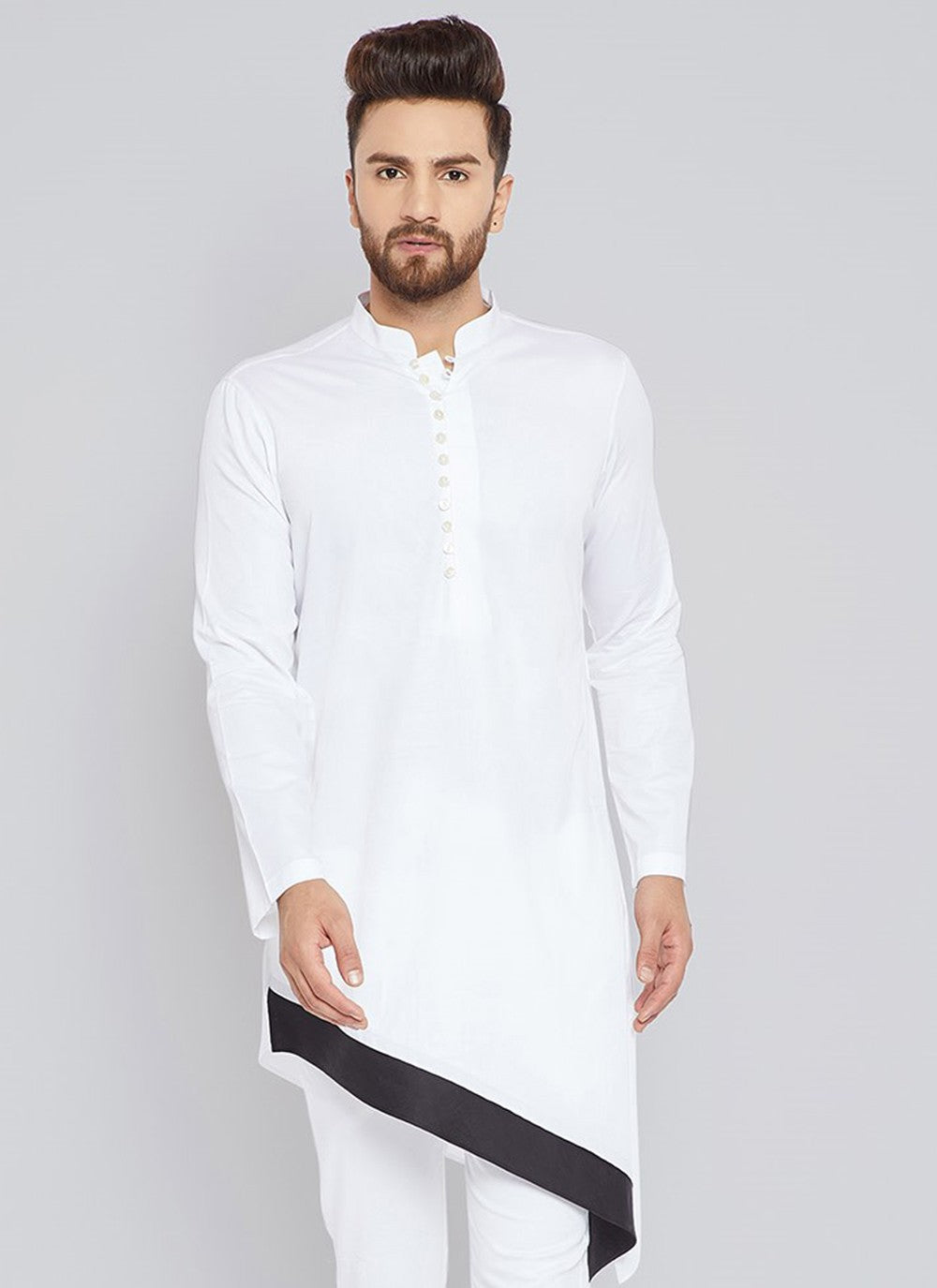 Plain Cotton White Kurta - M1953