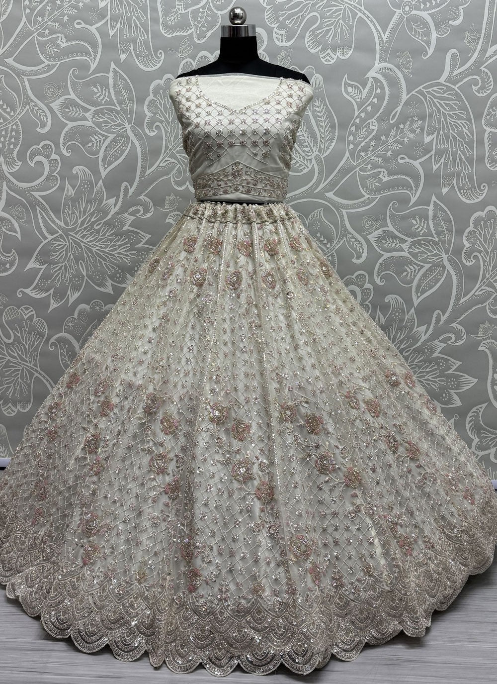 Net Engagement, Mehandi & Sangeet, Reception A - Line Lehenga L3656