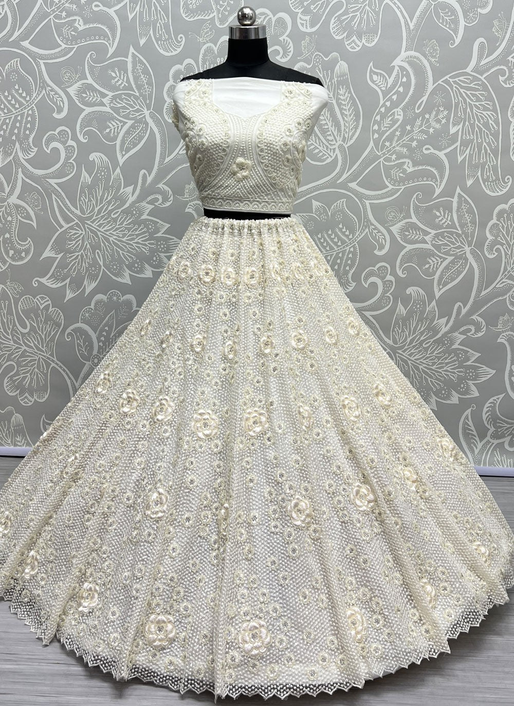 Embroidered Net A - Line Lehenga - L2093