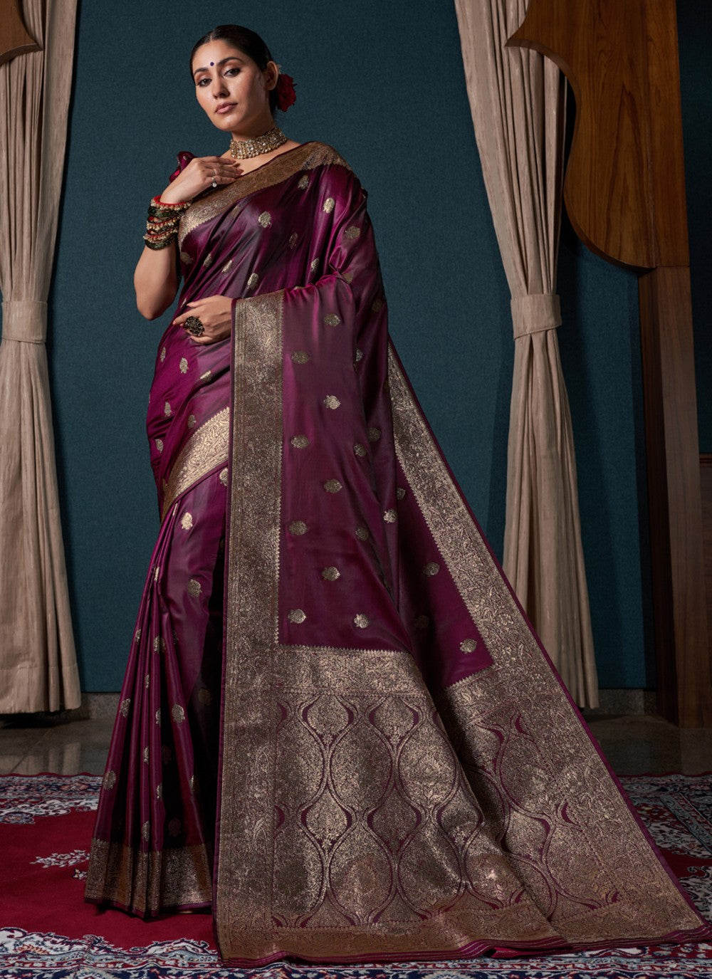 Classic Designer Satin Silk Saree - S3845