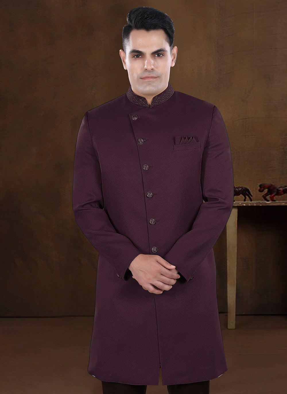 Embroidered Imported Wine Indo Western - M8234