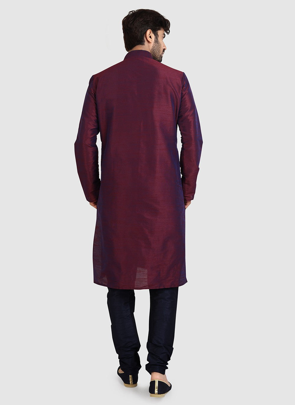Plain Art Silk Wine Kurta Pyjama - M3424