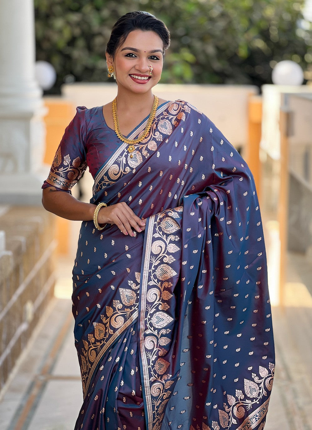 Blue Banarasi Silk Trendy Saree Woven S17143