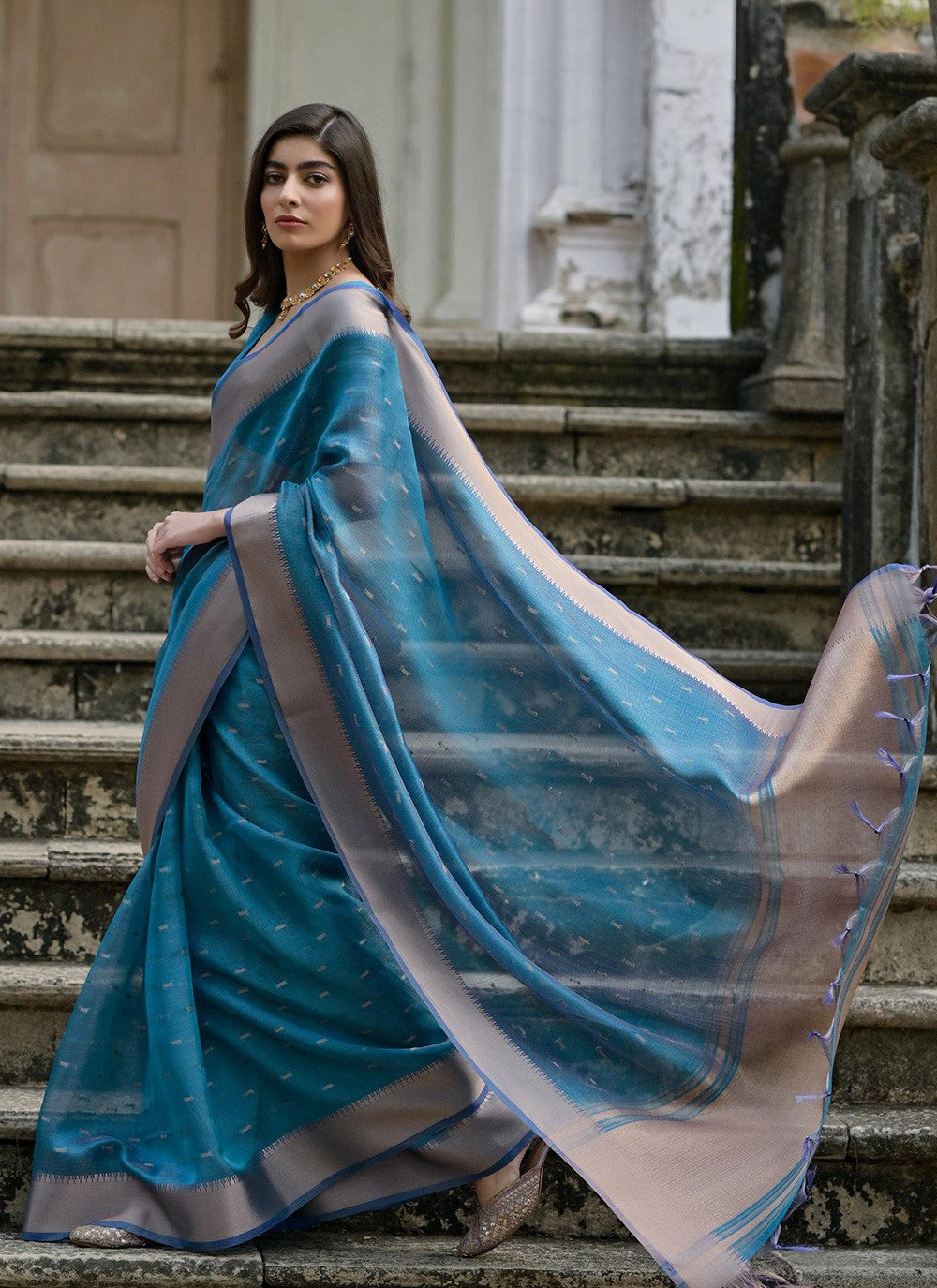 Woven Silk Blue Saree S14126