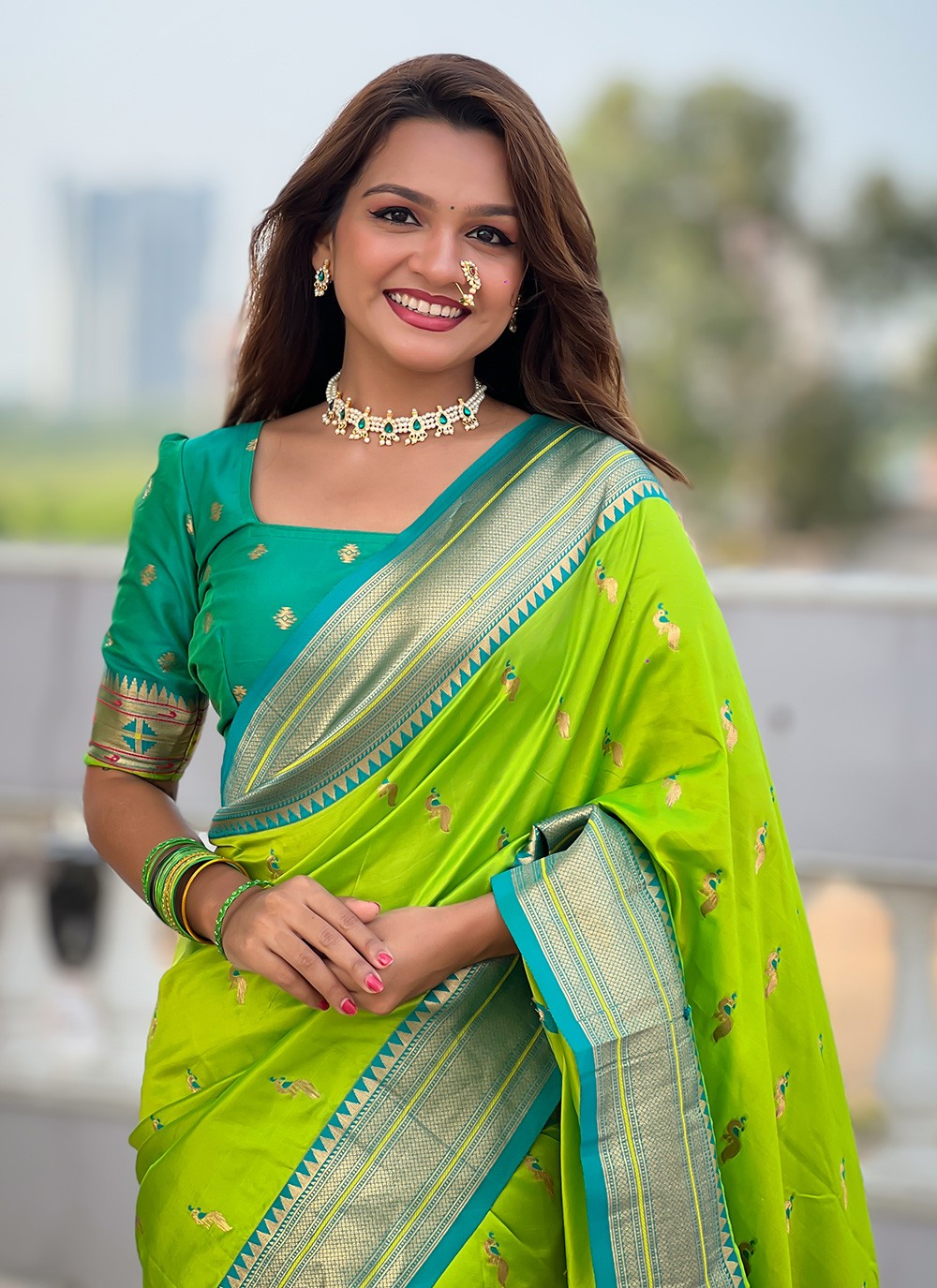 Green Silk Classic Saree Woven, Zari S17024