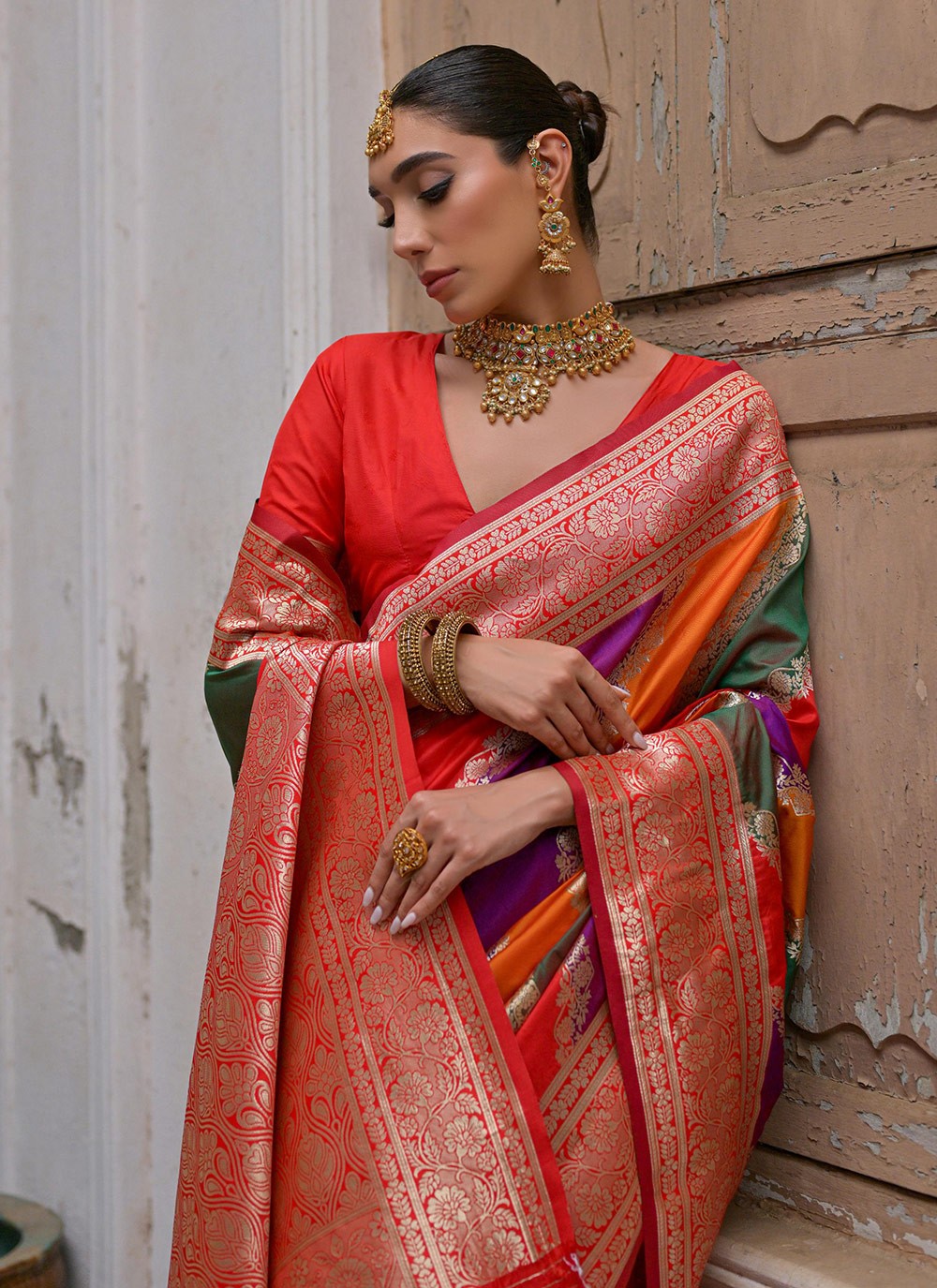 Woven Banarasi Silk Multi Colour Saree S14258