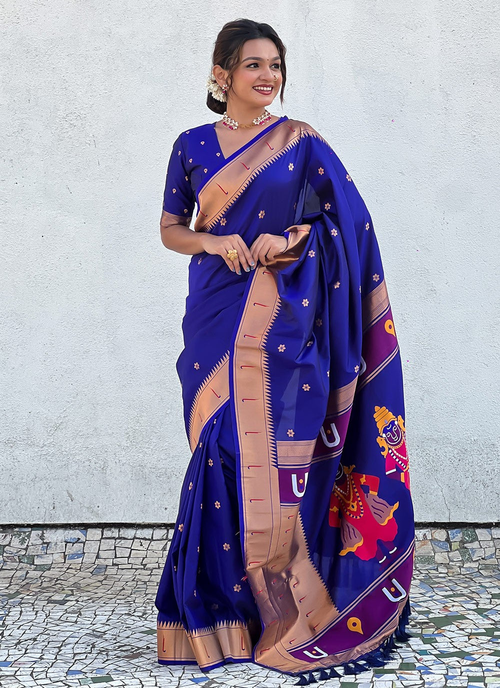 Contemporary Woven Blue Silk Saree S12618