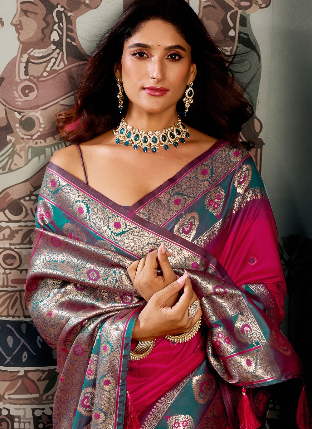 Pink Silk Contemporary Saree Woven S19858