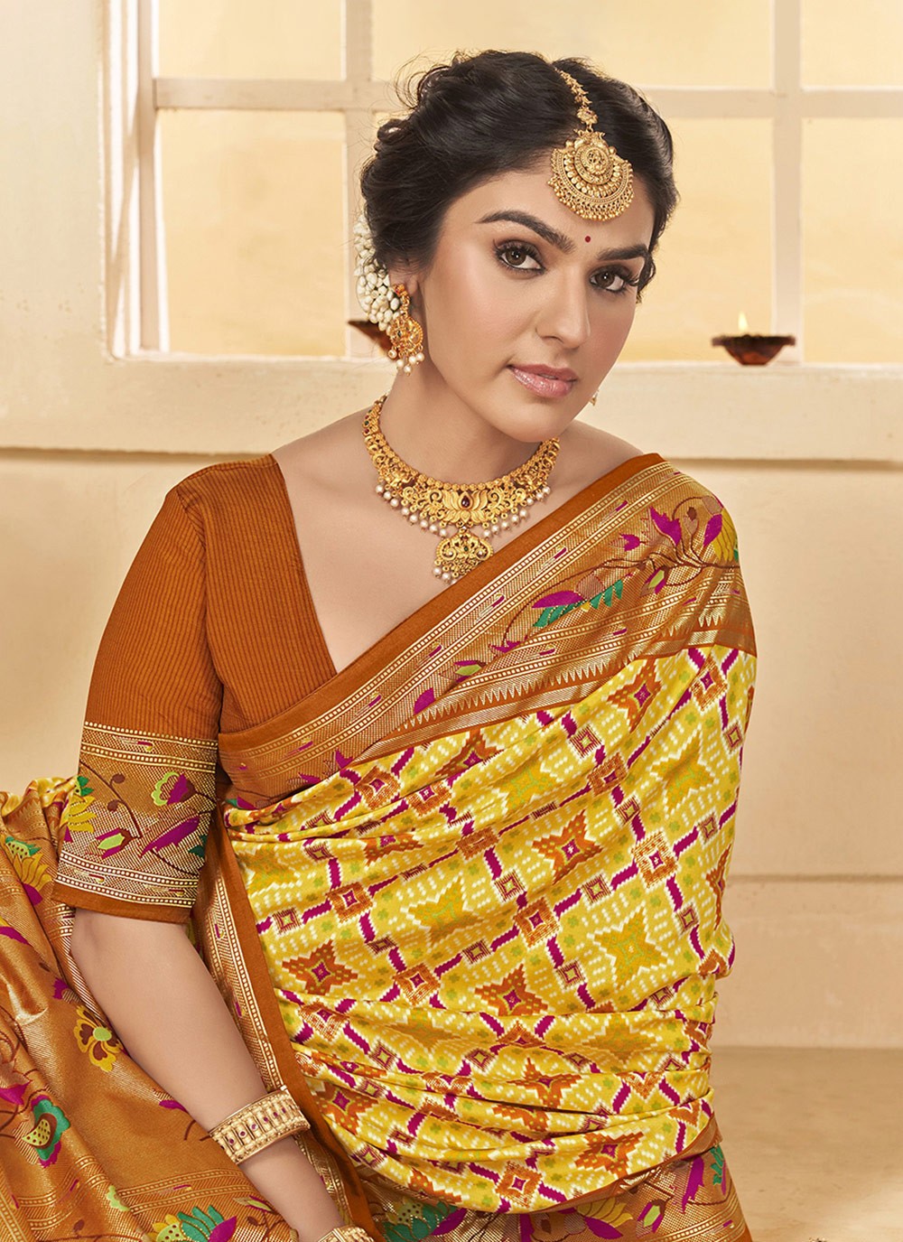 Border Work Cotton Silk Yellow Classic Saree S15292
