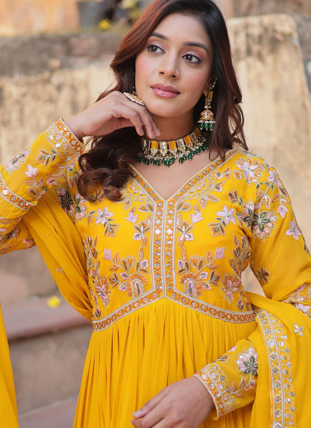 Embroidered Faux Georgette Gown - G1944