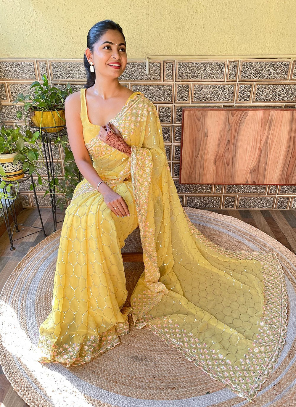 Classic Embroidered Georgette Saree - S6098