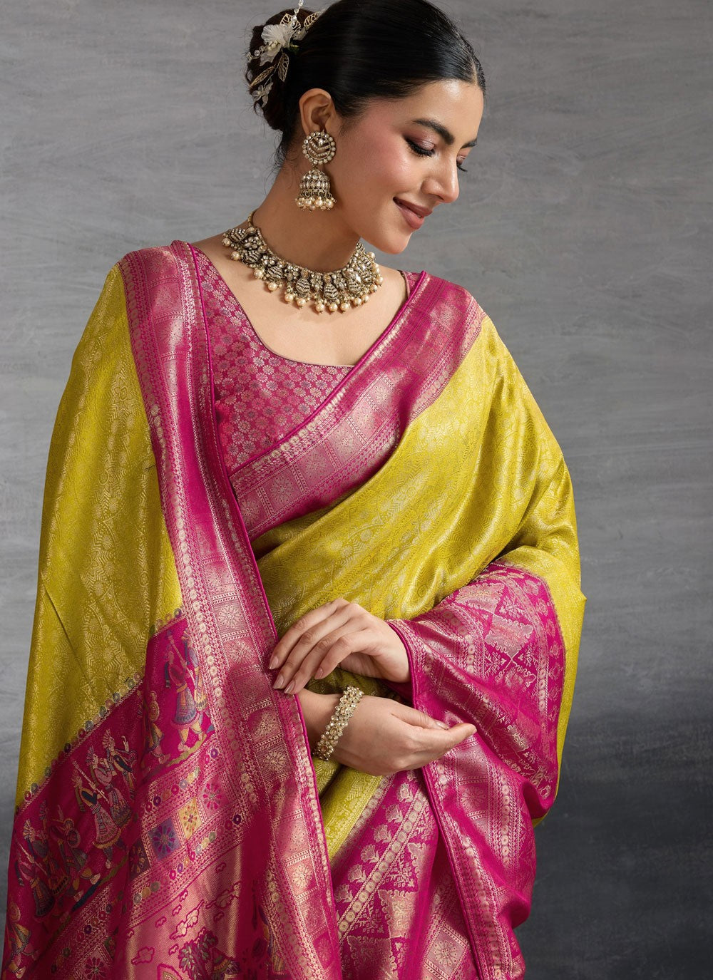 Yellow Kanjivaram Silk Trendy Saree Weaving Zari S19841